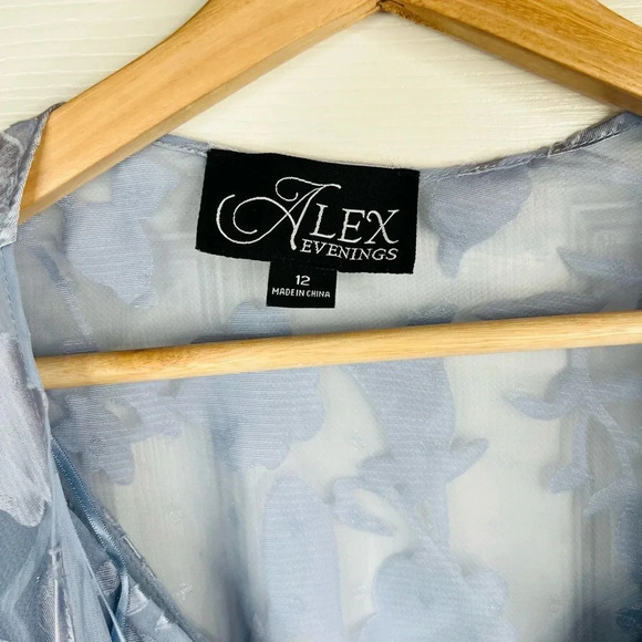 Alex Evenings Hydrangea Blue High-Low Gown V Neck with Jacket Sz 12 3/4 Sleeve - Picture 8 of 11